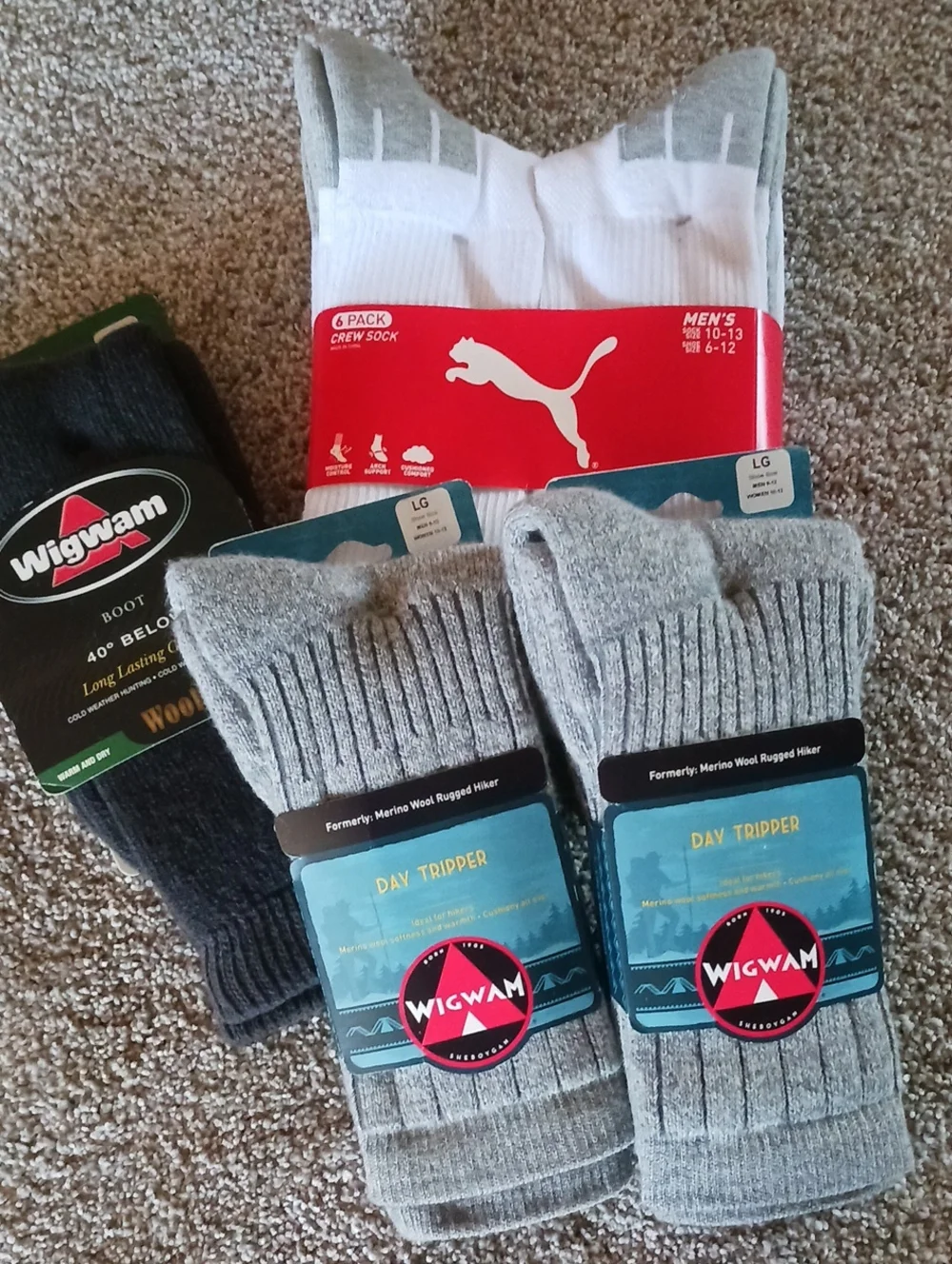 9 Pair Sock Bundle~ Wigwam & Puma